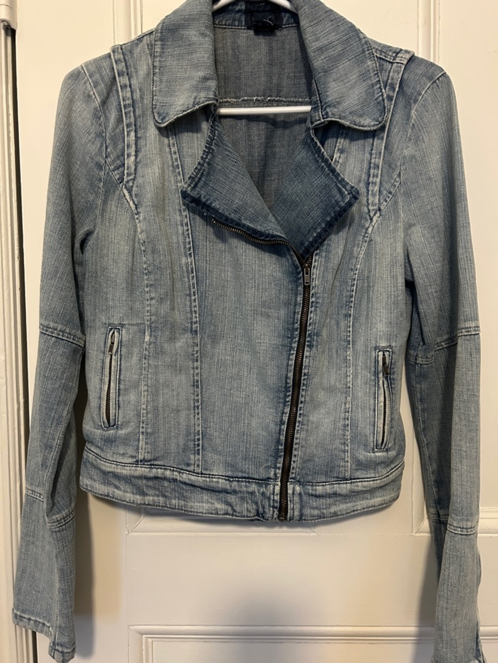 Light Wash Denim Moto Jacket
